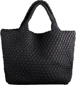 Woven Bag for Women Large Tote Bag with Clutch PU Leather Handwoven Beach Bag Satchel Handmade Casual Purses 2023