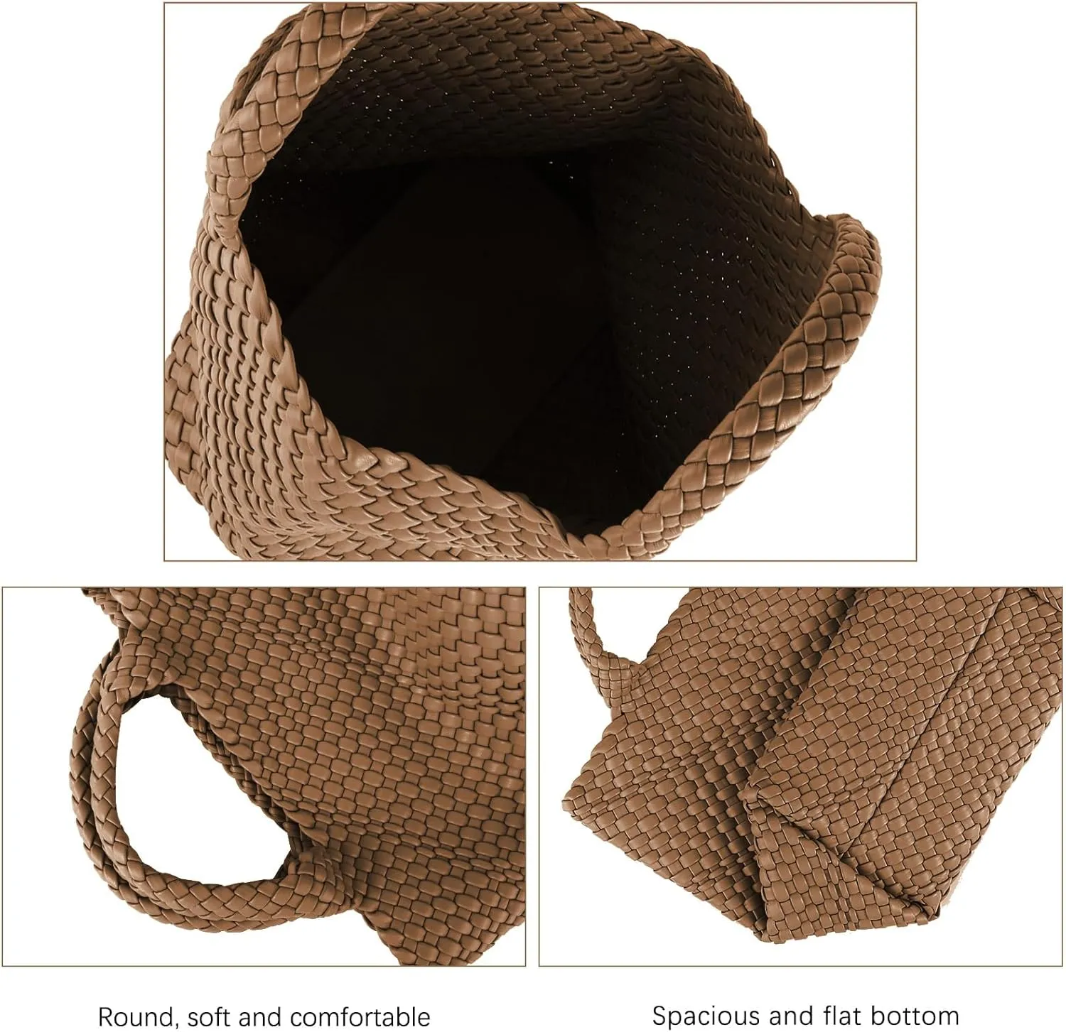 Woven Bag for Women Large Tote Bag with Clutch PU Leather Handwoven Beach Bag Satchel Handmade Casual Purses 2023