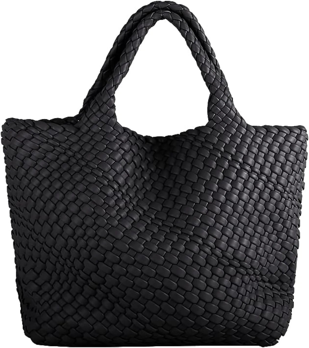 Woven Bag for Women Large Tote Bag with Clutch PU Leather Handwoven Beach Bag Satchel Handmade Casual Purses 2023
