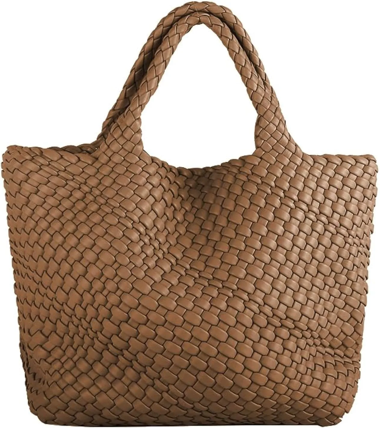 Woven Bag for Women Large Tote Bag with Clutch PU Leather Handwoven Beach Bag Satchel Handmade Casual Purses 2023