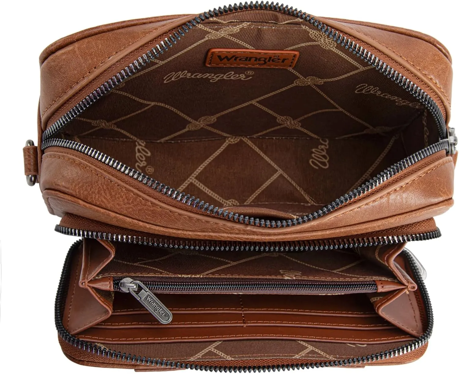 Wrangler Crossbody Bag for Women Shoulder Purse Small Multi Pocket Crossover Bag with Adjustable Strap