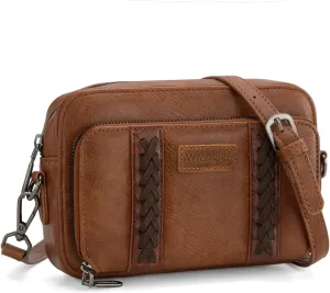 Wrangler Crossbody Bag for Women Shoulder Purse Small Multi Pocket Crossover Bag with Adjustable Strap
