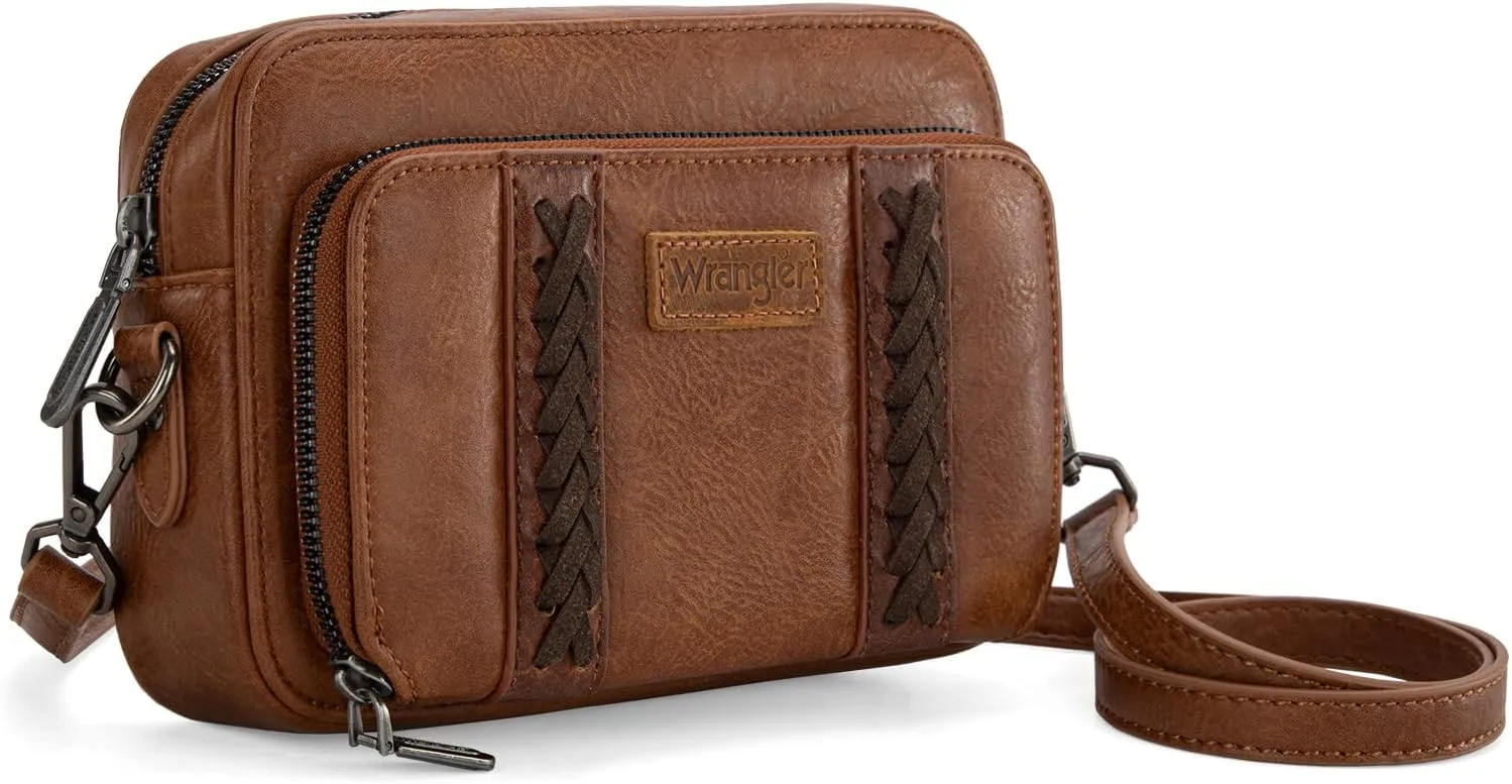 Wrangler Crossbody Bag for Women Shoulder Purse Small Multi Pocket Crossover Bag with Adjustable Strap