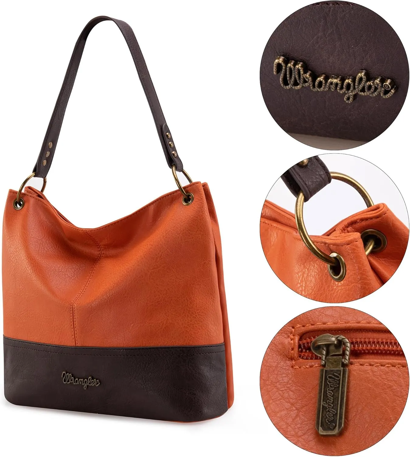 Wrangler Hobo Bags for Women Vegan Leather Top Handle Shoulder Purses and Handbags