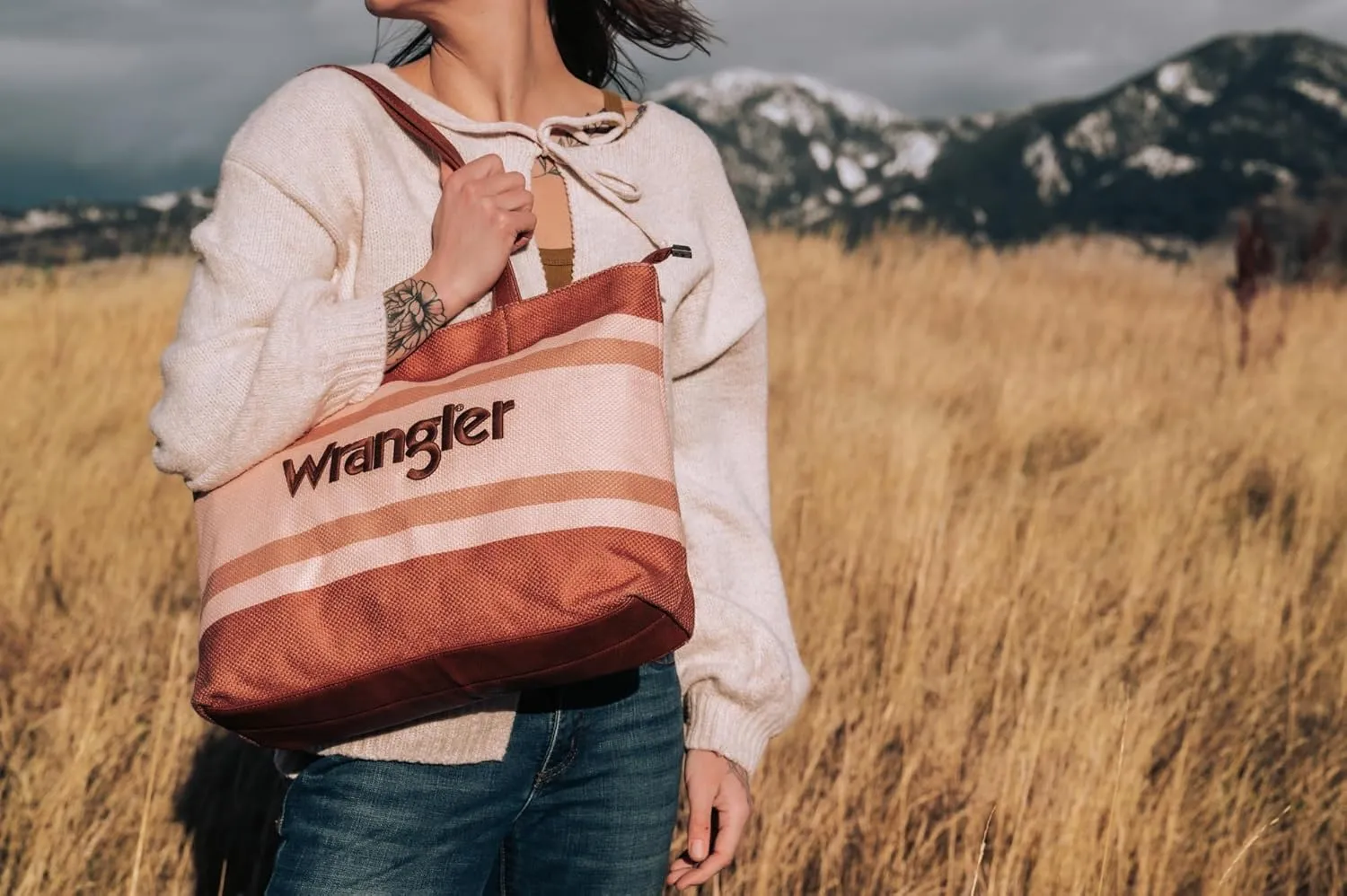 Wrangler Large Tote Bag for Women Shoulder Purse Bag with Zipper