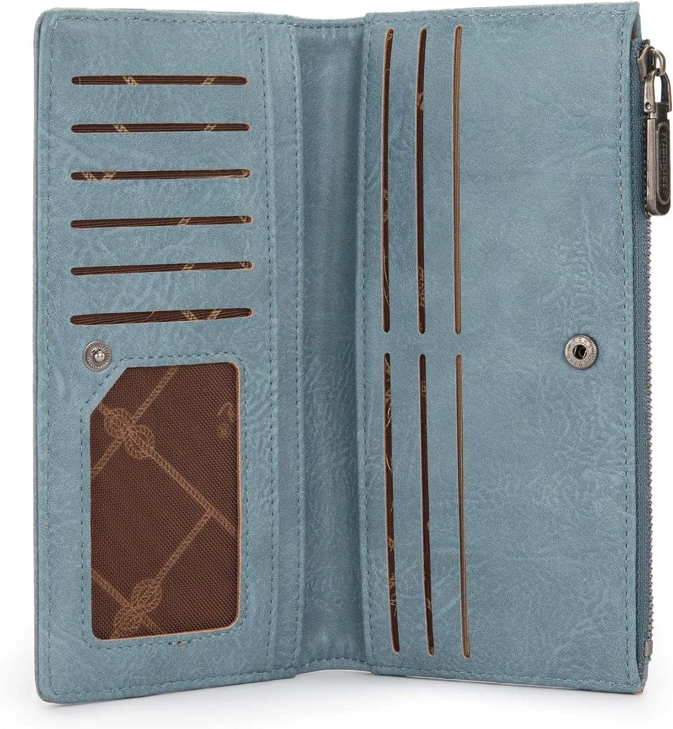 Wrangler Minimalist Wallet for Women Credit Card Wallet Ladies Travel Wallets Monederos de Mujer Card Cases & Money Organizers with Smooth Zippers for Women Men Demin