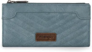 Wrangler Minimalist Wallet for Women Credit Card Wallet Ladies Travel Wallets Monederos de Mujer Card Cases & Money Organizers with Smooth Zippers for Women Men Demin