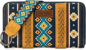 Wrangler Wallet Purse for Women Western Aztec Clutch Wristlet Wallet with Credit Card Holder