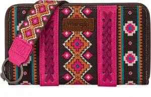 Wrangler Wallet Purse for Women Western Aztec Clutch Wristlet Wallet with Credit Card Holder