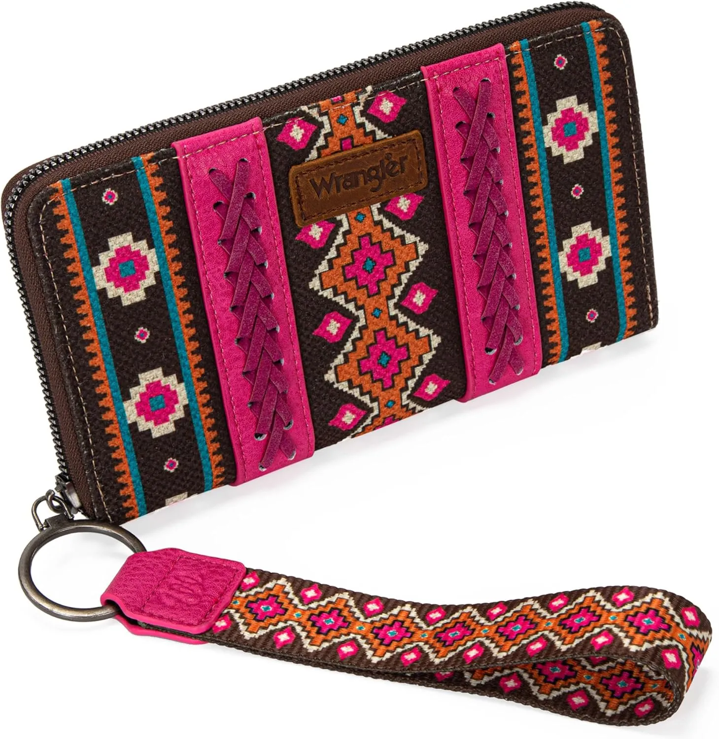 Wrangler Wallet Purse for Women Western Aztec Clutch Wristlet Wallet with Credit Card Holder