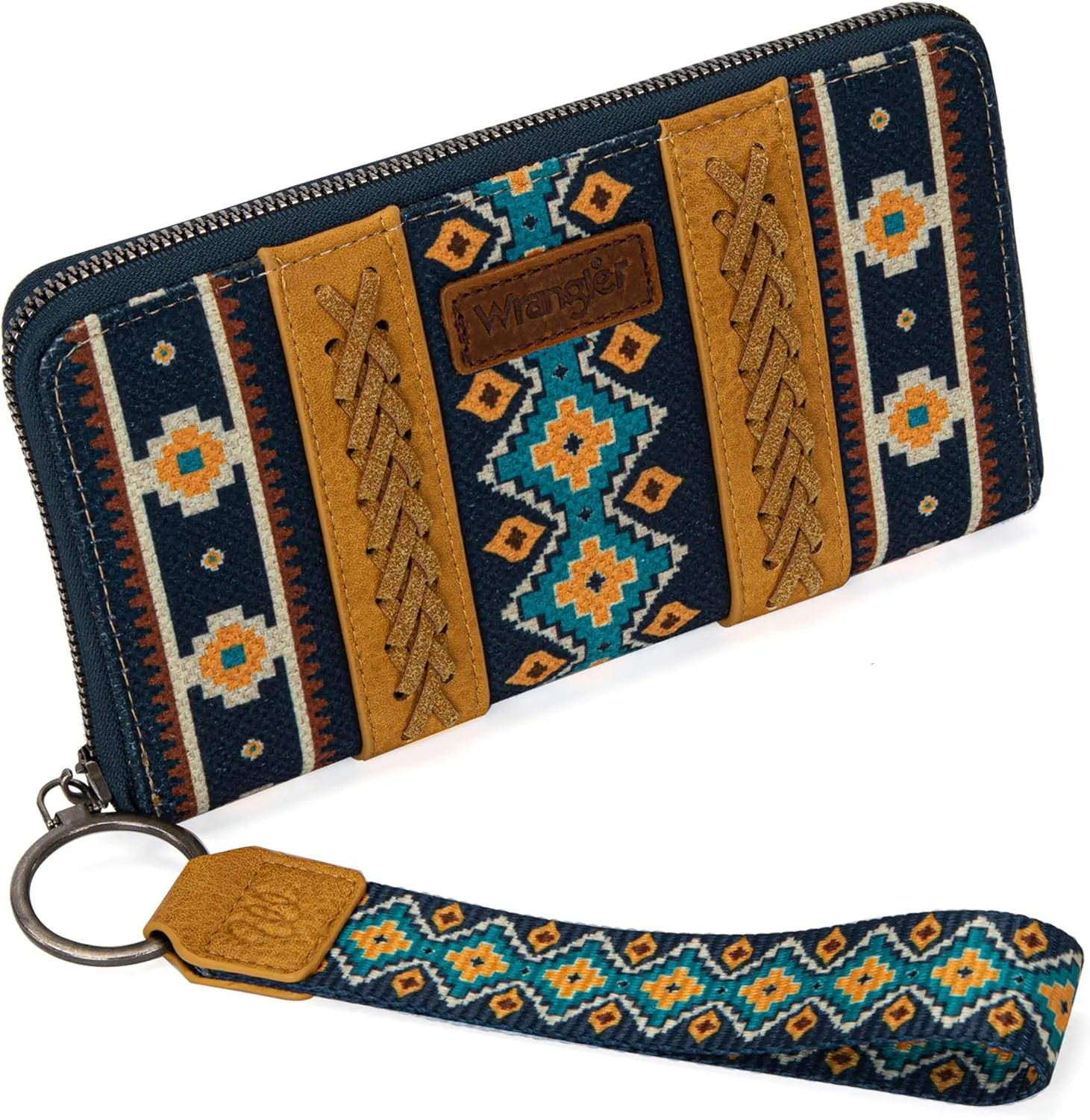 Wrangler Wallet Purse for Women Western Aztec Clutch Wristlet Wallet with Credit Card Holder