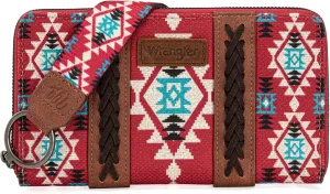 Wrangler Wallet Purse for Women Western Aztec Clutch Wristlet Wallet with Credit Card Holder