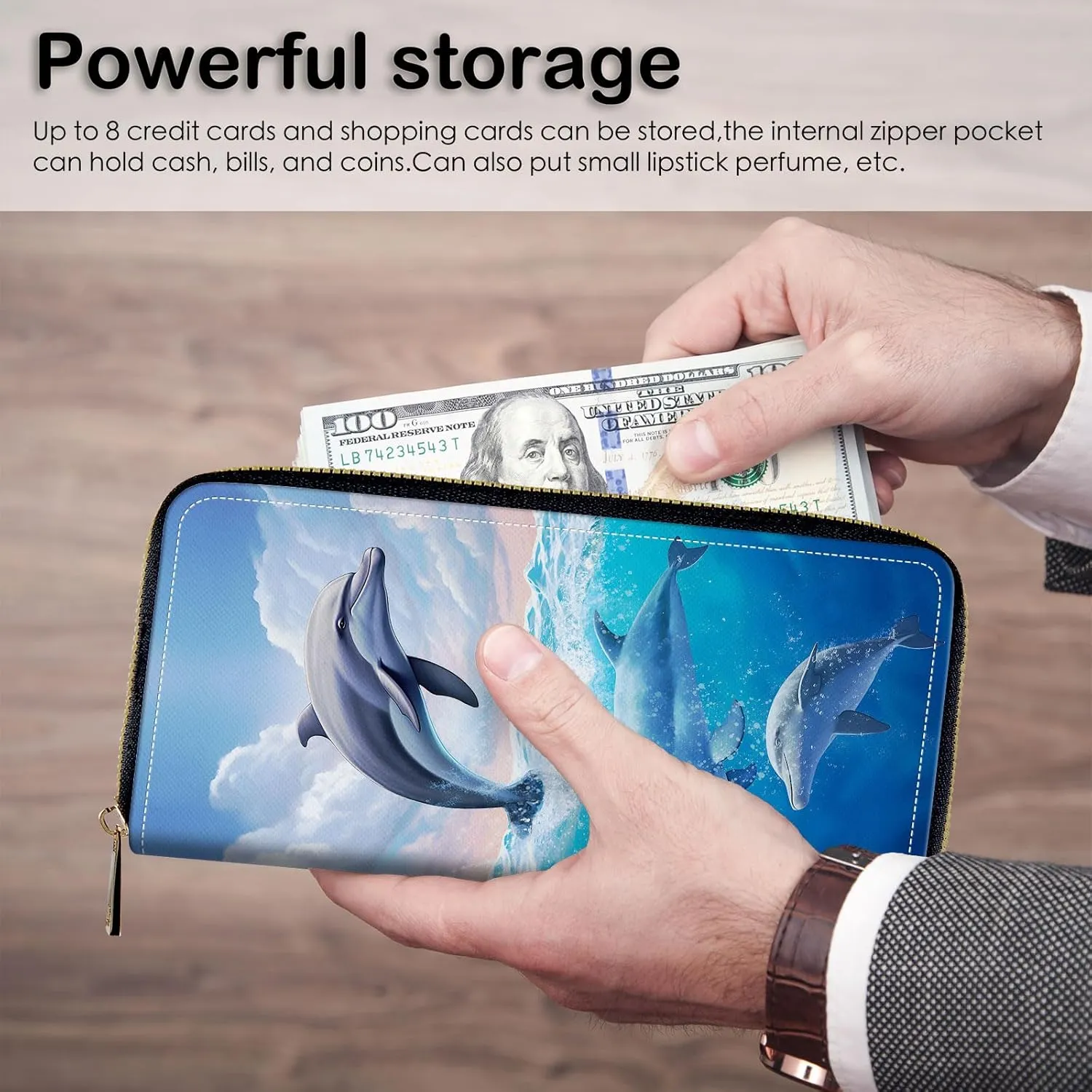 Wristlet Wallets For Women With Card Holder Zipper Pocket,Slim PU Leather women's Wallet Clutch