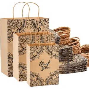 WUWEOT 80 Pack Kraft Paper Bags, Mixed Size Gift Bags Bulk, Thank You Bag With Handles for Business Shopping, Retail Party Merchandise Favor
