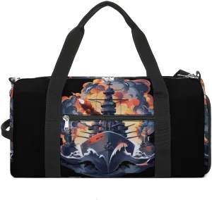 WW2 Warship Battleship Cruisers Naval Fleet Sports Gym Bag Lightweight Travel Duffle Bag Carry on Weekender Bags for Women Men