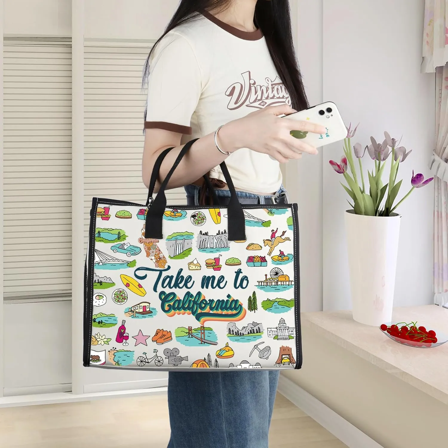 WZMPA California State Travel Cosmetic Bag California Souvenirs Gifts Take Me To California Zipper Pouch Bag California Vacation Merchandise (To California-TB)
