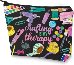 WZMPA Crafting Survival Kit Crafter Gifts Crafting Is My Therap Scrapbooking Makeup Zipper Pouch Bag Crafting Merchandise (crafting therapy-BL)