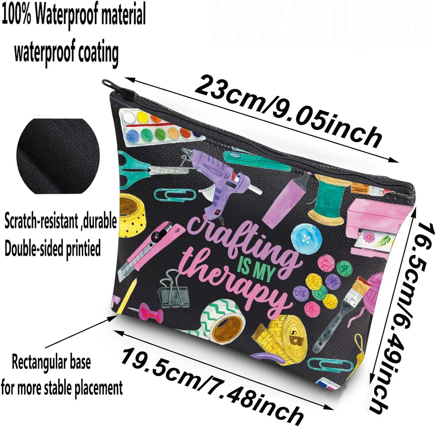 WZMPA Crafting Survival Kit Crafter Gifts Crafting Is My Therap Scrapbooking Makeup Zipper Pouch Bag Crafting Merchandise (crafting therapy-BL)