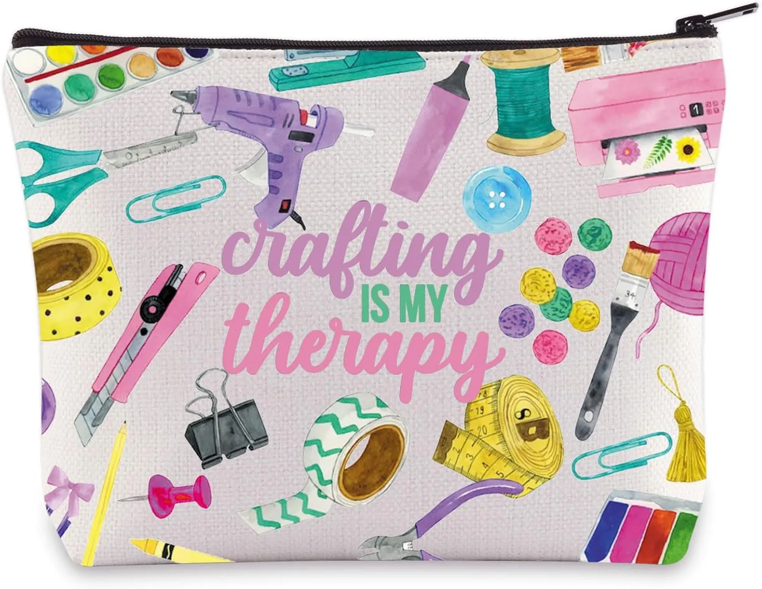 WZMPA Crafting Survival Kit Crafter Gifts Crafting Is My Therap Scrapbooking Makeup Zipper Pouch Bag Crafting Merchandise (crafting therapy)