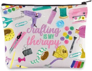 WZMPA Crafting Survival Kit Crafter Gifts Crafting Is My Therap Scrapbooking Makeup Zipper Pouch Bag Crafting Merchandise (crafting therapy)