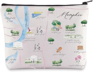 WZMPA Memphis City Map Cosmetic Bag - Travel Accessory - Cosmetics Case - Waterproof Canvas Zipper Pouch - Memphis Merchandise