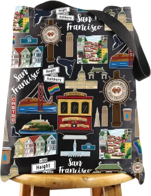 WZMPA San Francisco Travel Cosmetic Bag Gift San Francisco Souvenir Gift San Francisco Makeup Zipper Pouch Bag San Francisco Merchandise (San Francisco TG BL)