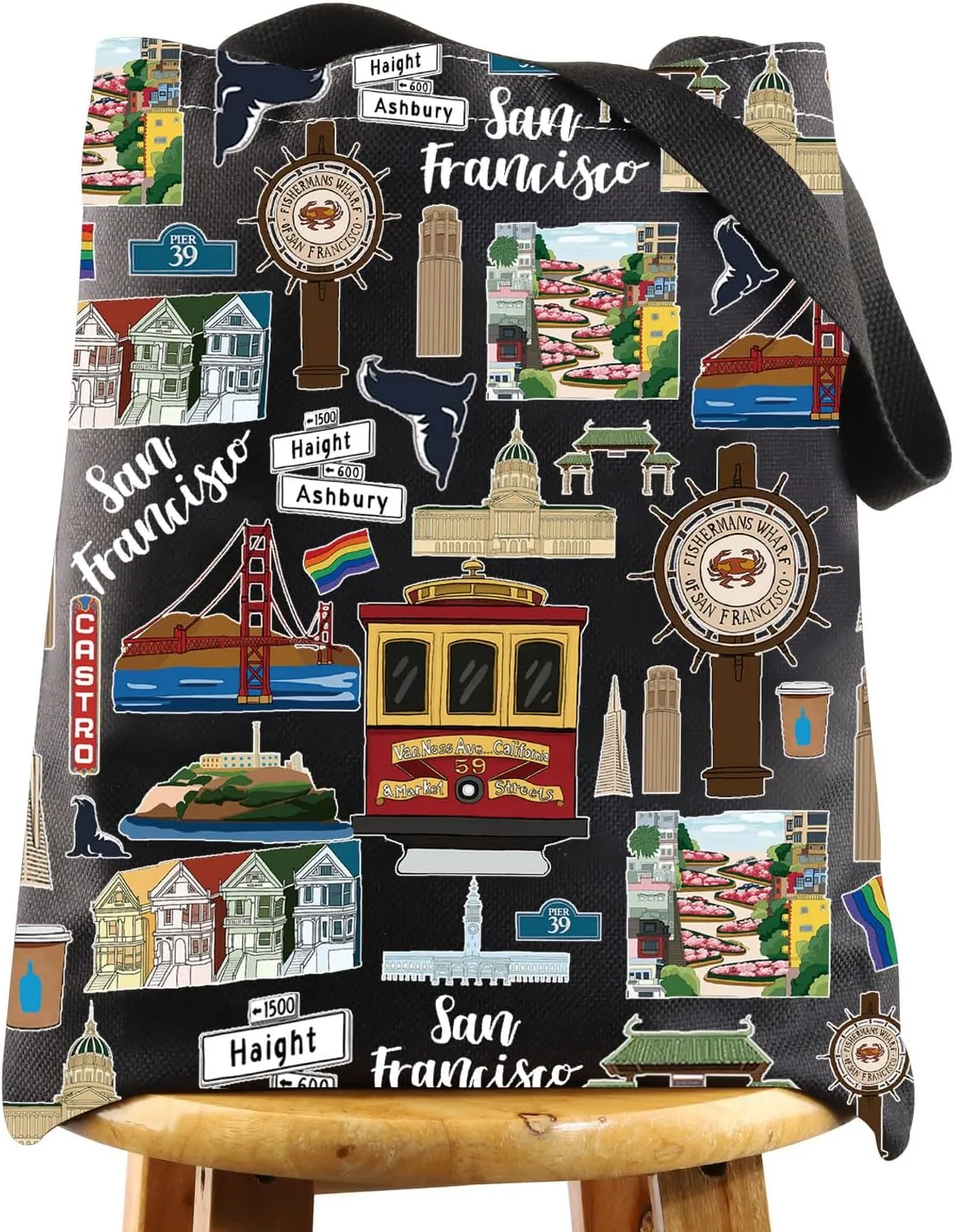 WZMPA San Francisco Travel Cosmetic Bag Gift San Francisco Souvenir Gift San Francisco Makeup Zipper Pouch Bag San Francisco Merchandise (San Francisco TG BL)