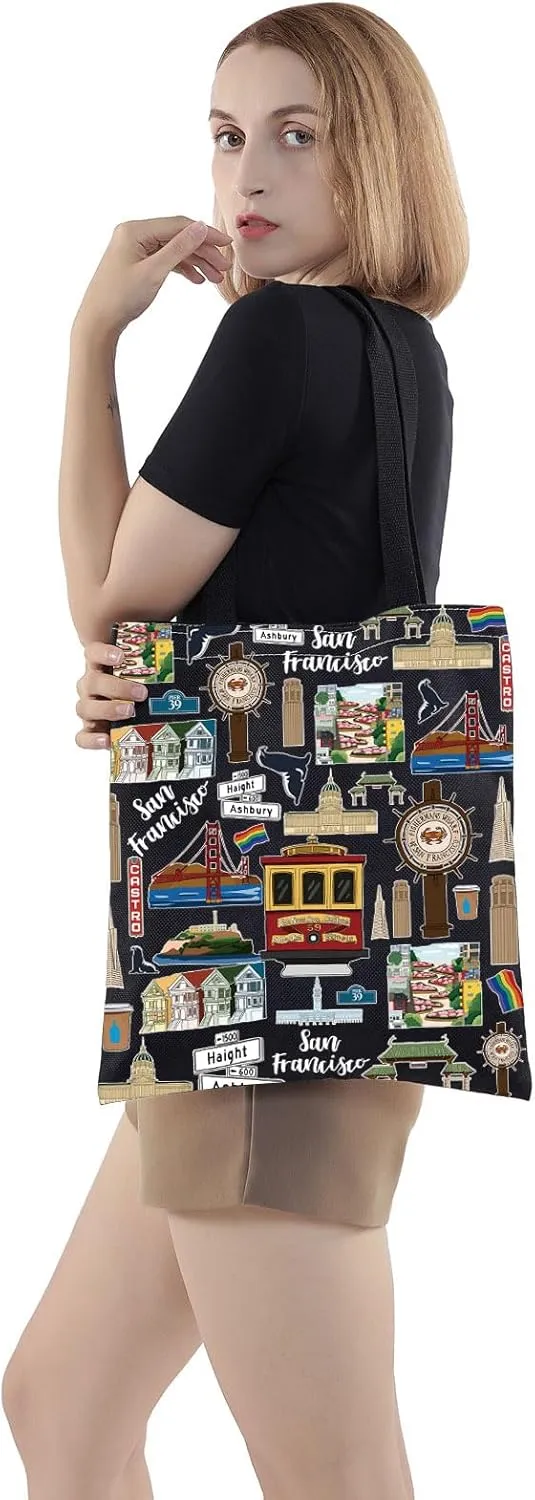 WZMPA San Francisco Travel Cosmetic Bag Gift San Francisco Souvenir Gift San Francisco Makeup Zipper Pouch Bag San Francisco Merchandise (San Francisco TG BL)