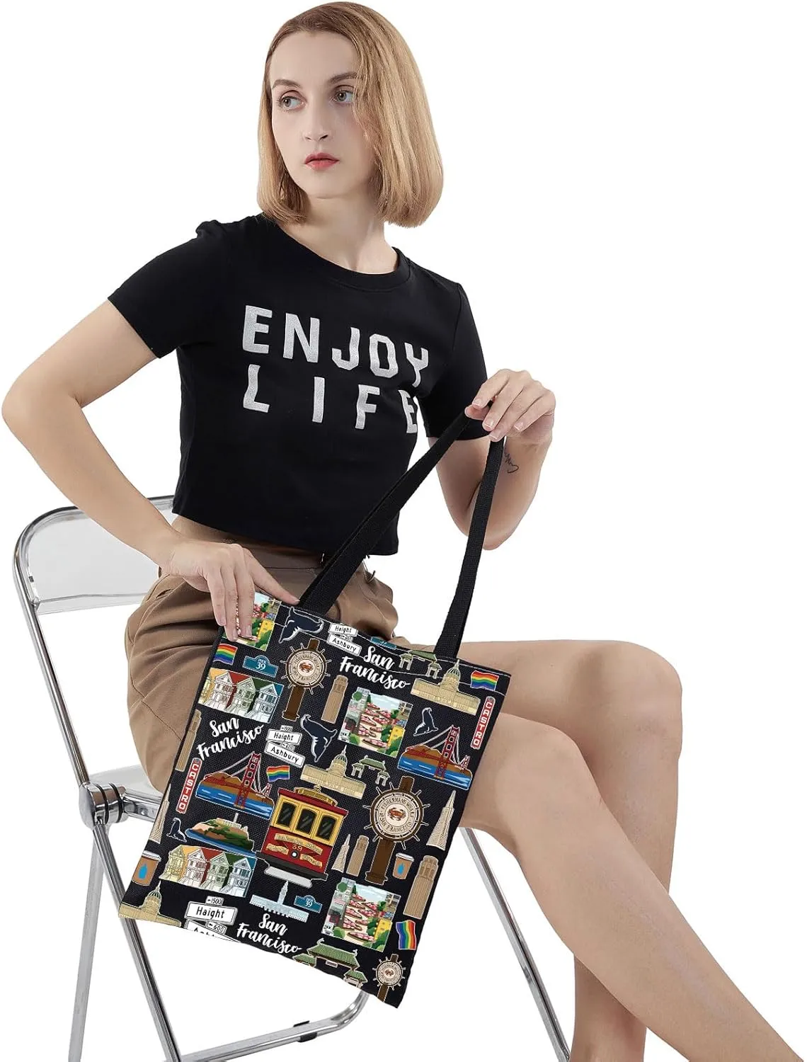 WZMPA San Francisco Travel Cosmetic Bag Gift San Francisco Souvenir Gift San Francisco Makeup Zipper Pouch Bag San Francisco Merchandise (San Francisco TG BL)