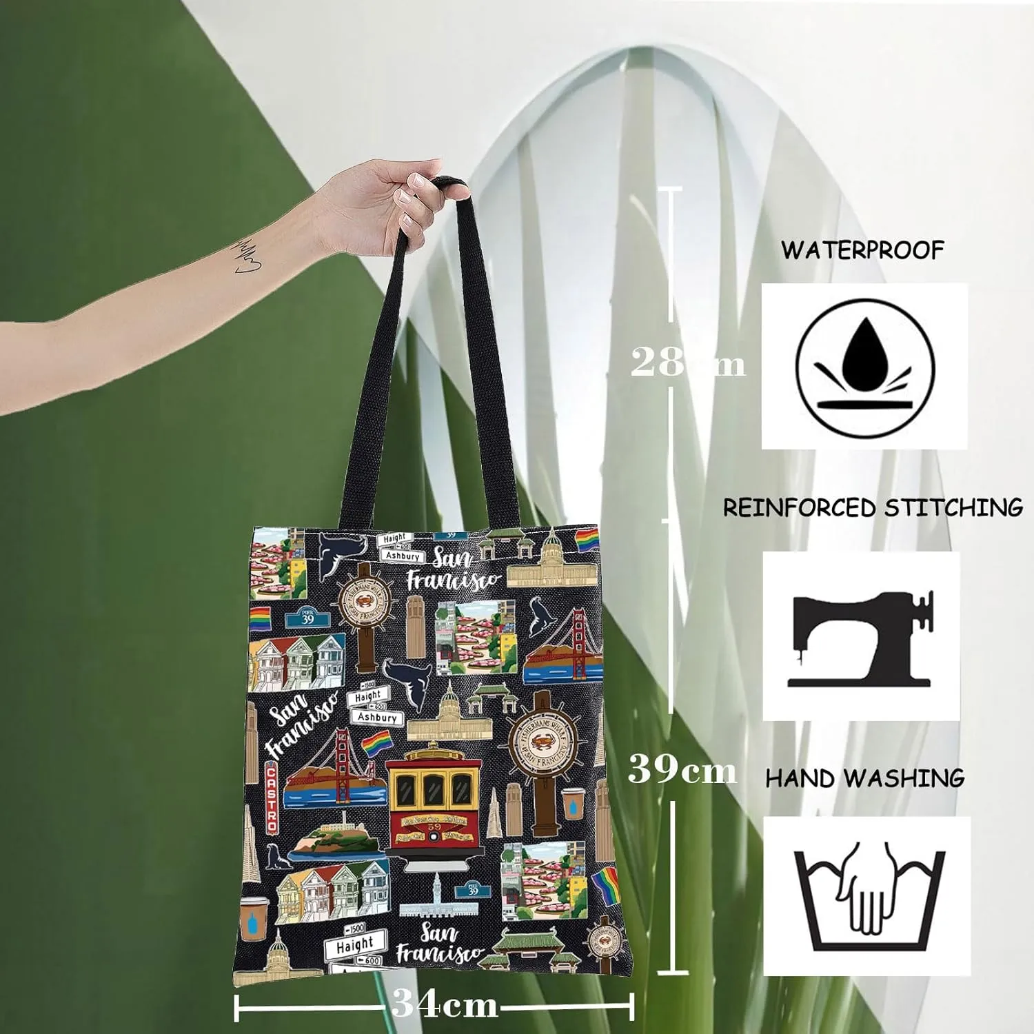WZMPA San Francisco Travel Cosmetic Bag Gift San Francisco Souvenir Gift San Francisco Makeup Zipper Pouch Bag San Francisco Merchandise (San Francisco TG BL)