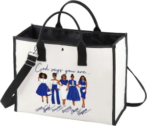 WZMPA Sorority Zeta Cosmetic Makeup Bag Finer Women Gift God Says You Are Sorority Makeup Zipper Pouch Bag Zeta Paraphernalia (God Says Zeta-TB)