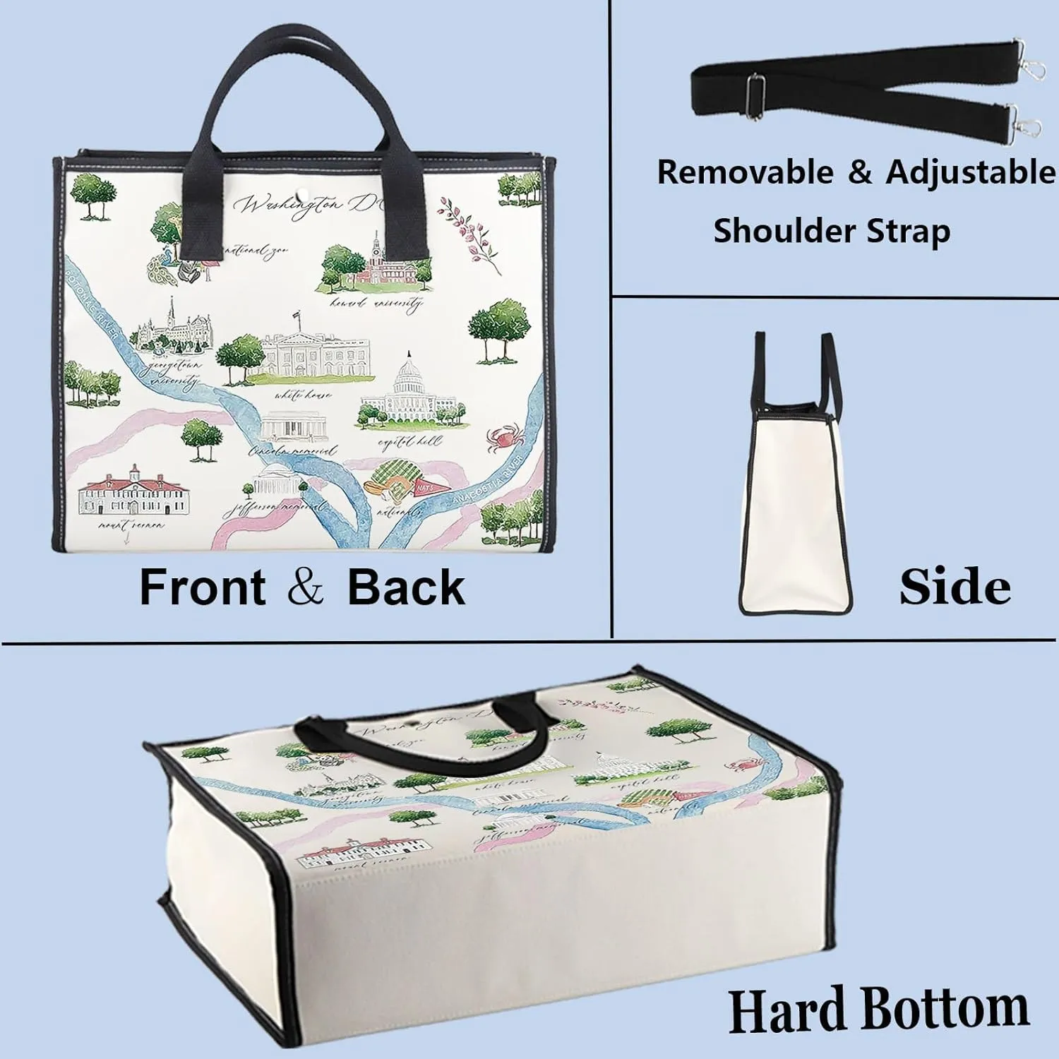 WZMPA Washington DC City Map Cosmetic Bag Washington DC Travel Souvenir Gift Washington DC Long Distance Relationship Makeup Zipper Pouch Bag For Family Friend (Washington DC-TB)