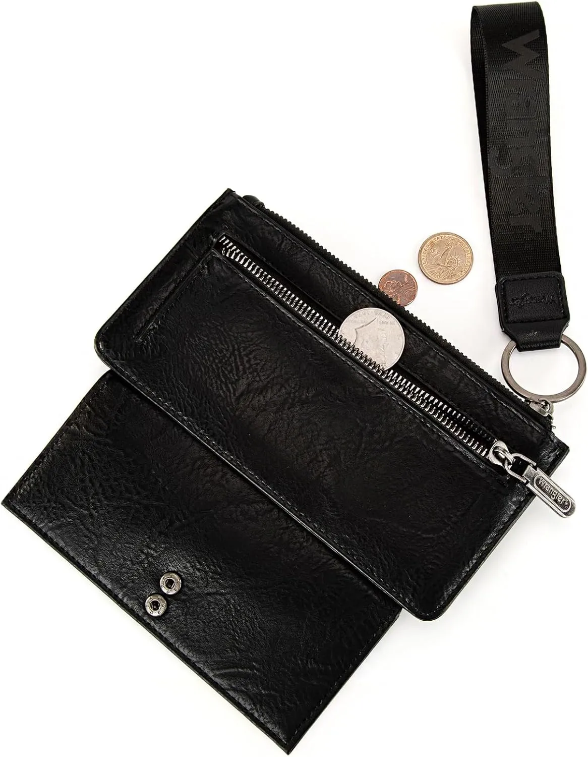 X Wrangler Black Minimalist Wallet for Women Ladies Female Card Cases & Money Organizers Wristlet with Wallet Large Clutch with Coin Purse Smooth Zipper and Rfid Lining