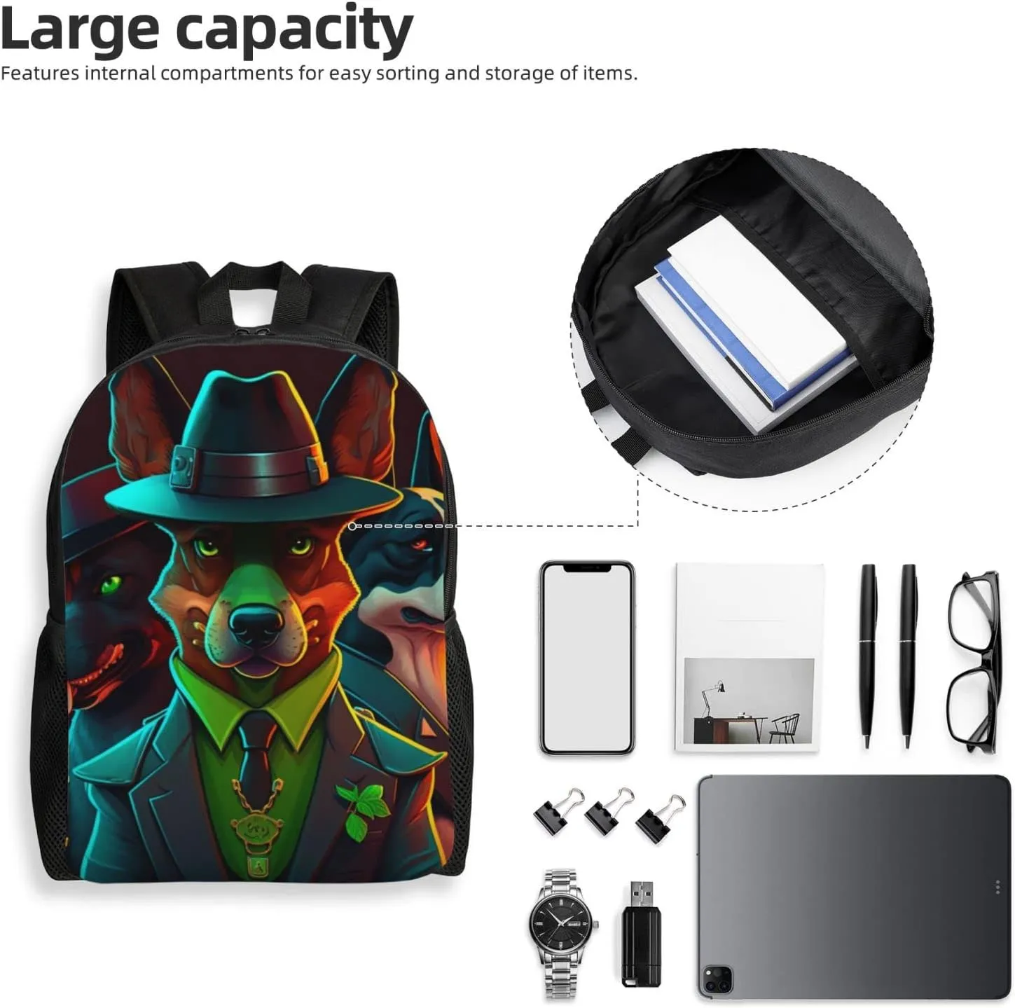 Xerial Mafia Dog Backpack Waterproof Anti Theft Durable Light Laptop Bag Backpacks For Women Men Travel Gym Backpack