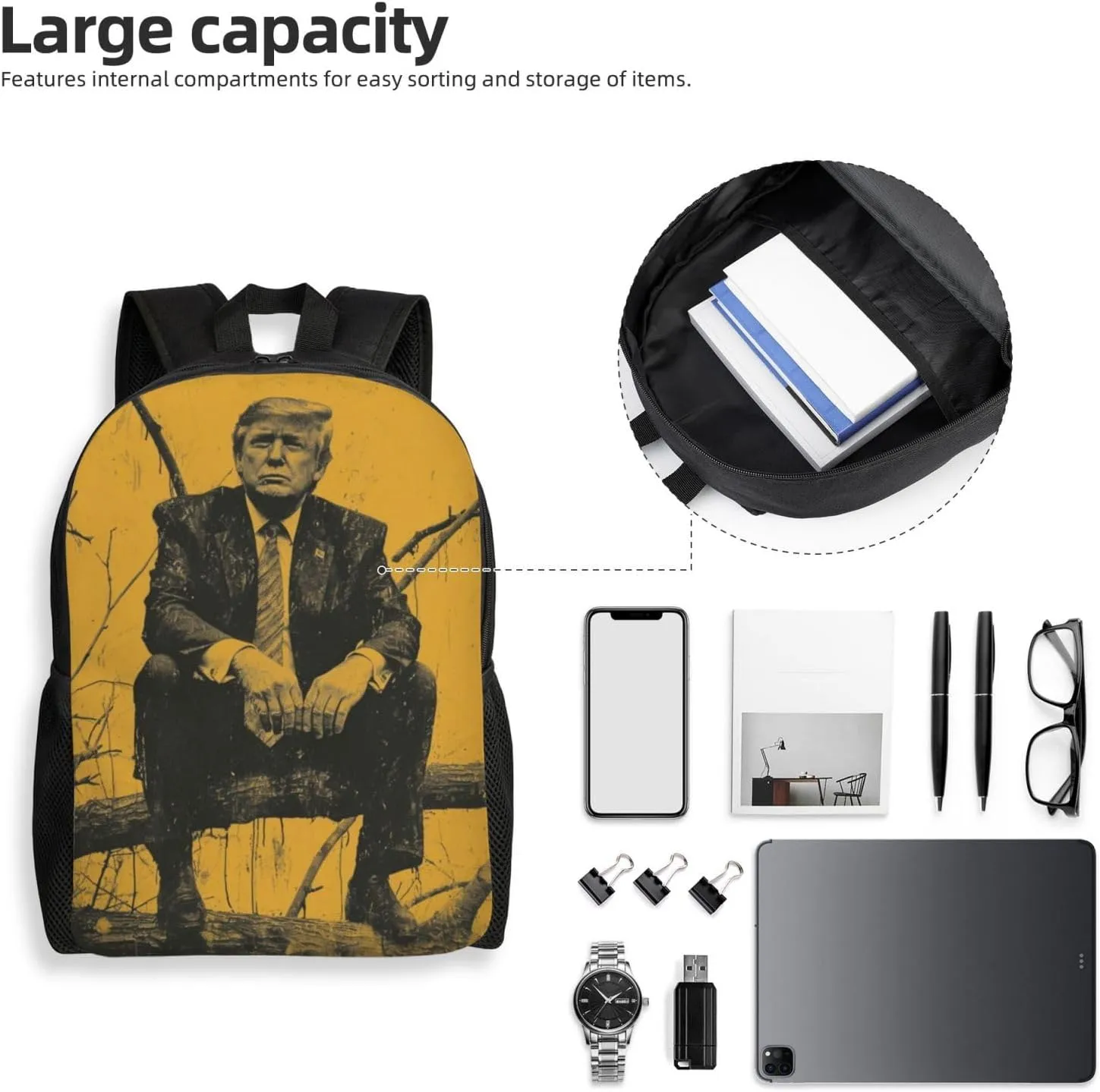 Xerial Trump Tree Backpack Waterproof Anti Theft Durable Light Laptop Bag Backpacks For Women Men Travel Gym Backpack