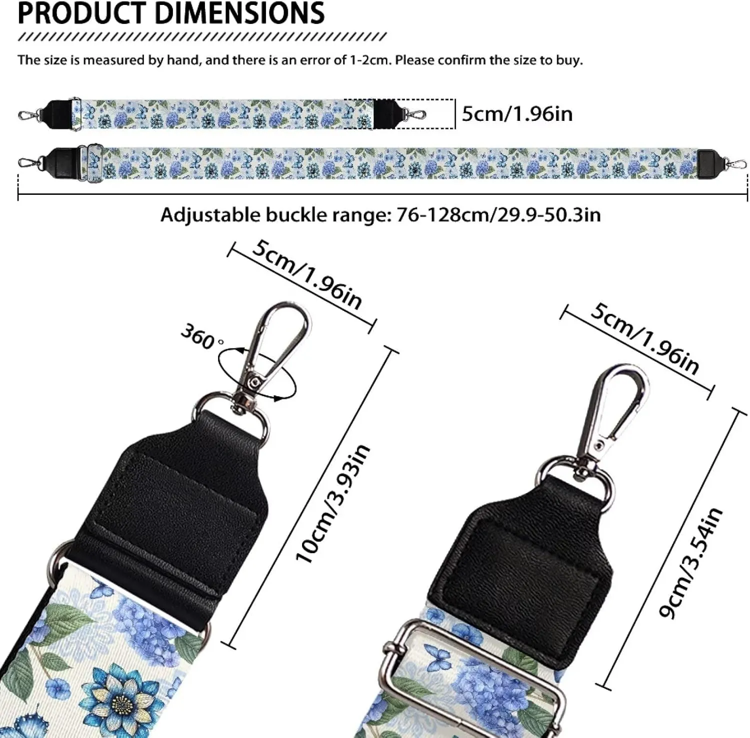 Xoenoiee Print Purse Strap Replacement Crossbody for Women Men Adjustable Wide Strap for Purses Shoulder Canvas Bag