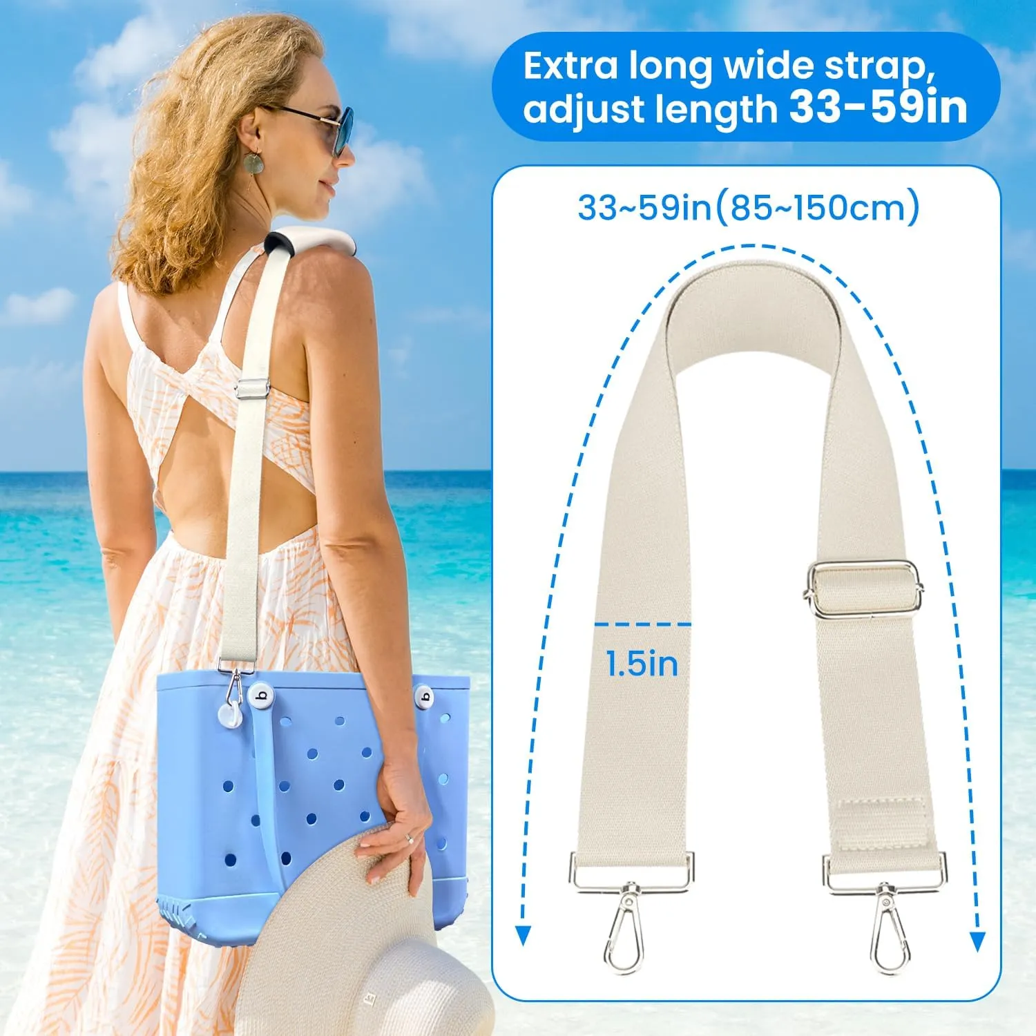 XYFuuee Strap Wrap for Bogg Bag Accessories, Adjustable Crossbody Shoulder Straps Replacement for Beach Rubber Tote Bog Bag
