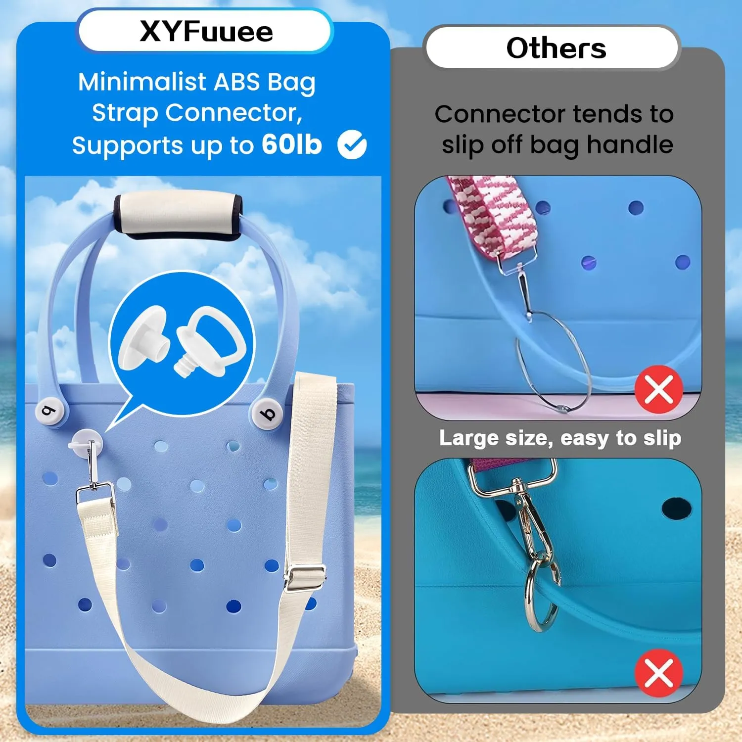XYFuuee Strap Wrap for Bogg Bag Accessories, Adjustable Crossbody Shoulder Straps Replacement for Beach Rubber Tote Bog Bag