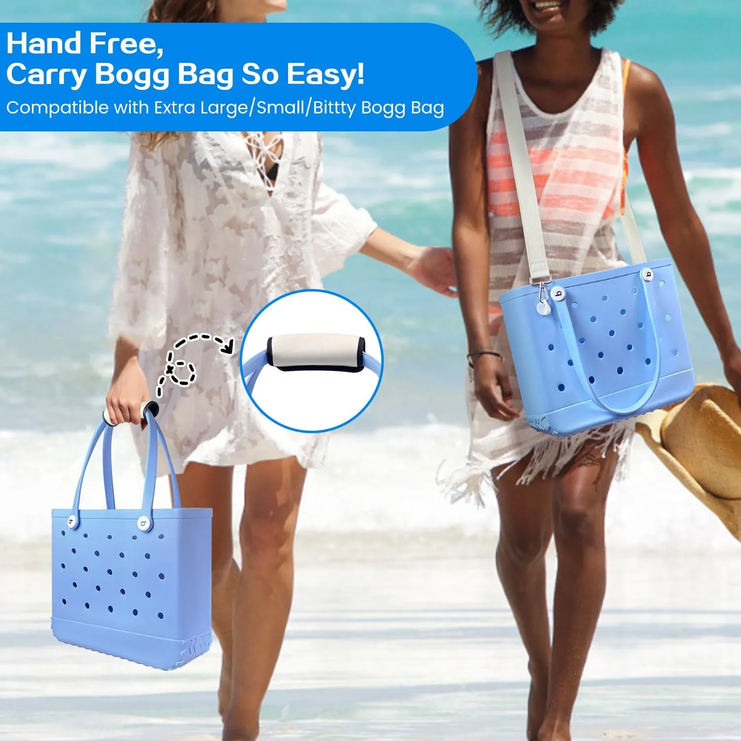 XYFuuee Strap Wrap for Bogg Bag Accessories, Adjustable Crossbody Shoulder Straps Replacement for Beach Rubber Tote Bog Bag