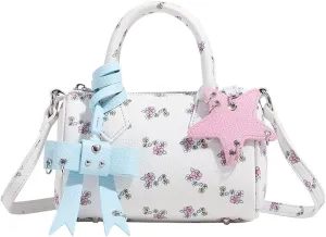 Y2k Shoulder Bag for Women Cute Aesthetic Bow Knot Floral Small Bag Largetop Handle Boston Bag Crossbody Bag