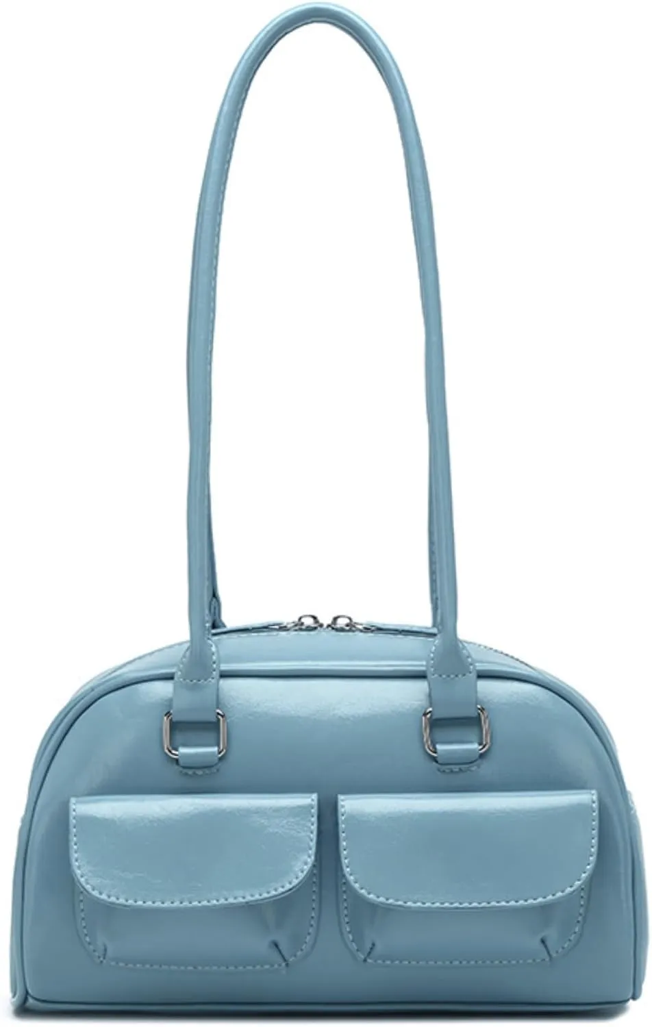 Y2k Shoulder Bag Small Shoulder Purse for Women Trendy Women's Handbags PU Leather Vintage Tote Bag Designer Bags Blue Cute Clutch Purse