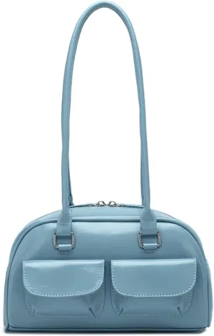 Y2k Shoulder Bag Small Shoulder Purse for Women Trendy Women's Handbags PU Leather Vintage Tote Bag Designer Bags Blue Cute Clutch Purse