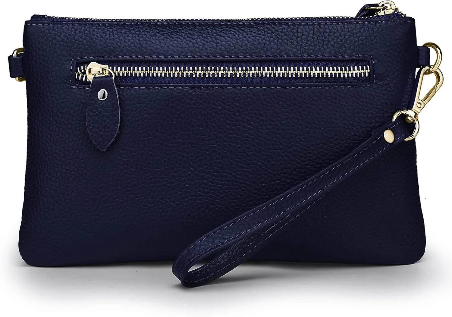 YALUXE Women's Genuine Leather Wristlet Purse Clutch Handbag with Phone Pocket Card Holder and Crossbody Strap