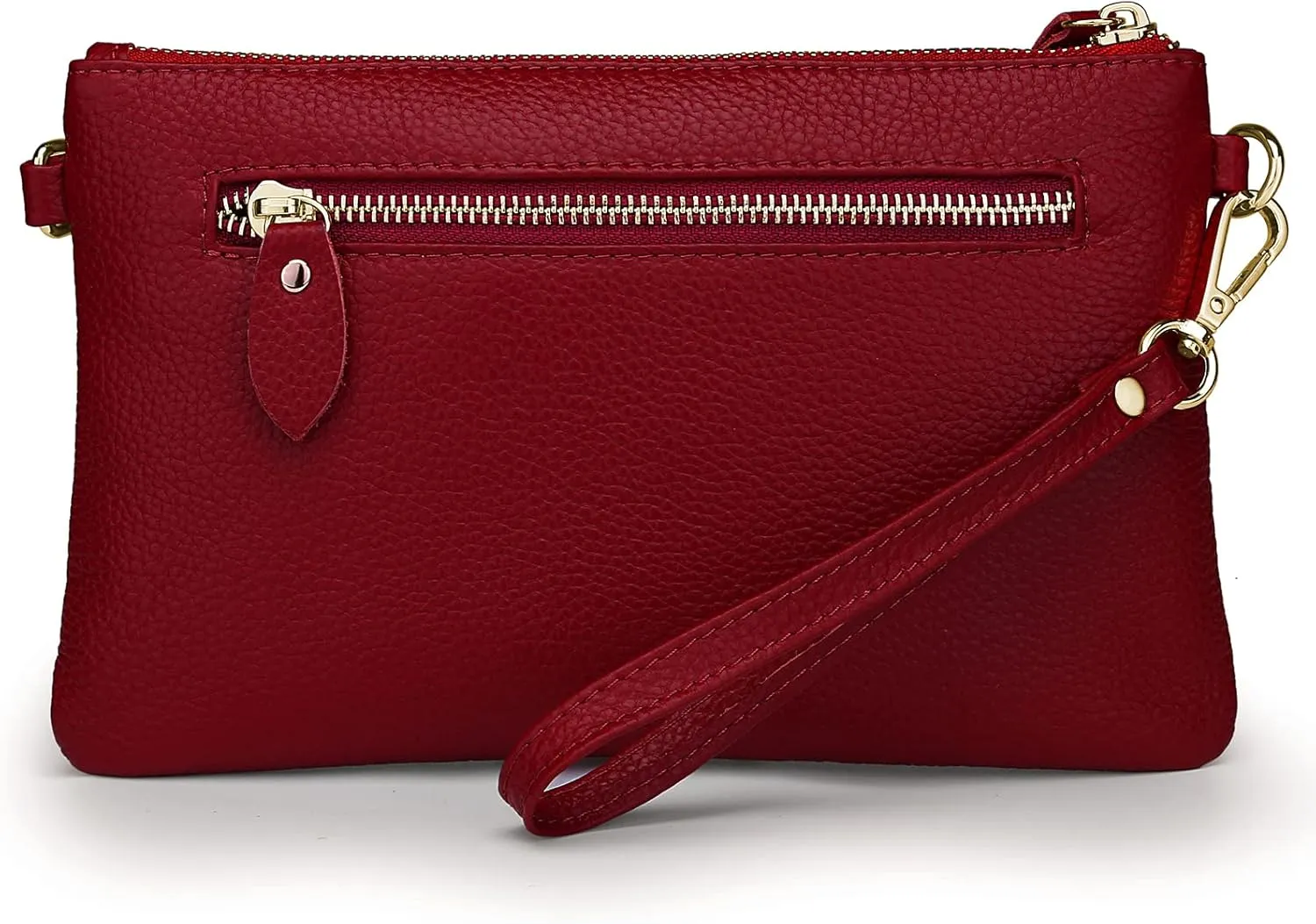 YALUXE Women's Genuine Leather Wristlet Purse Clutch Handbag with Phone Pocket Card Holder and Crossbody Strap