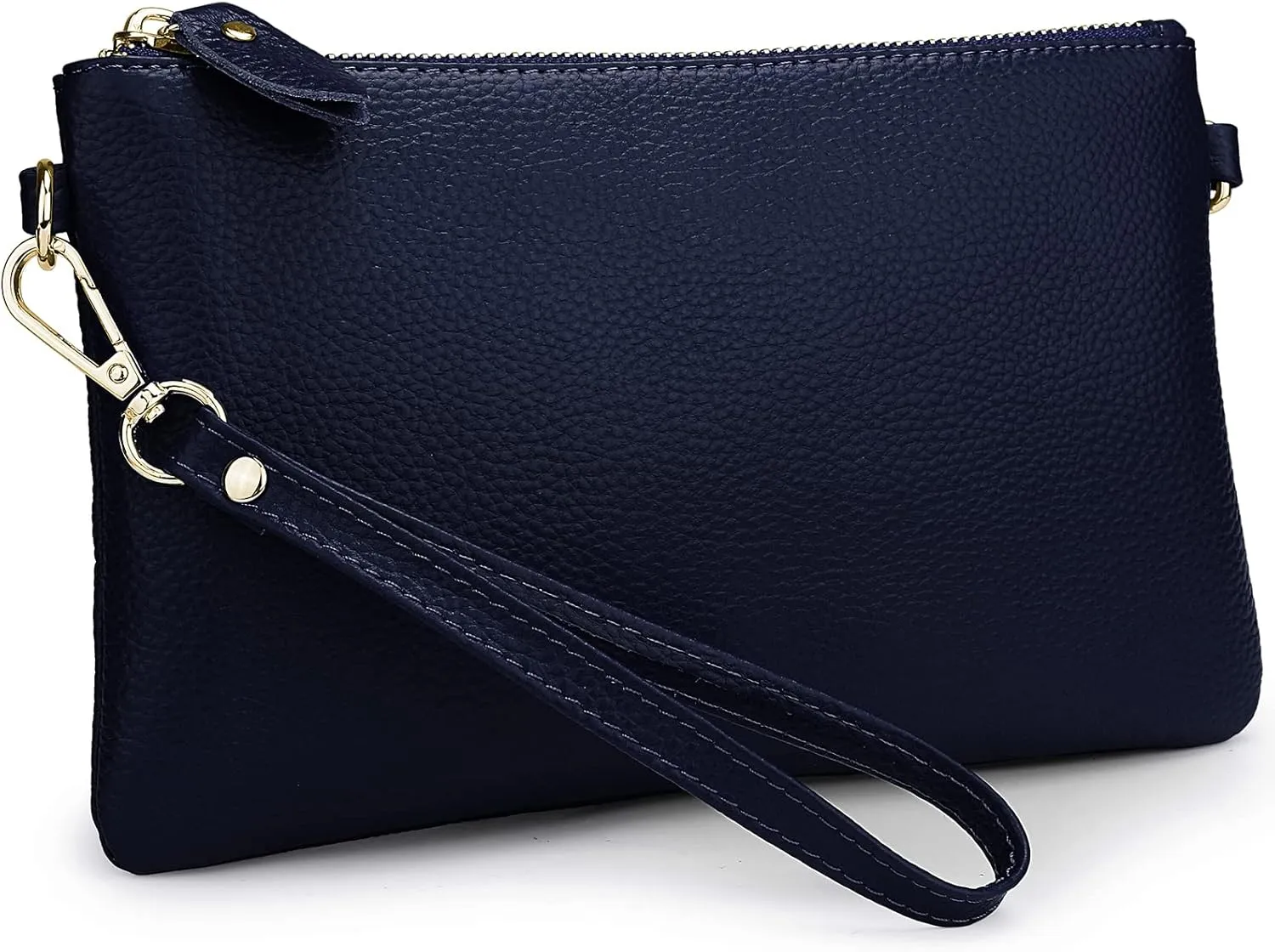 YALUXE Women's Genuine Leather Wristlet Purse Clutch Handbag with Phone Pocket Card Holder and Crossbody Strap