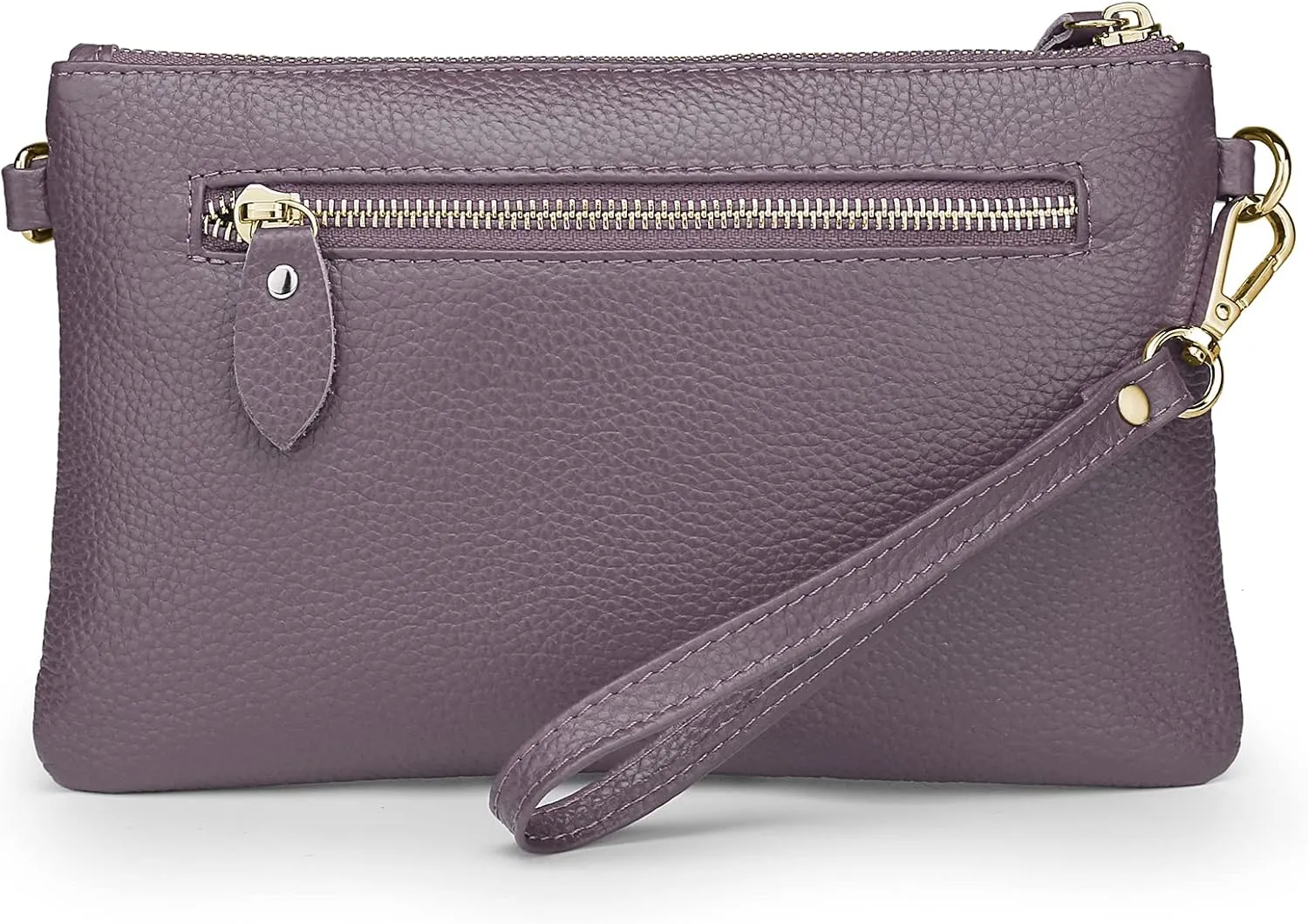 YALUXE Women's Genuine Leather Wristlet Purse Clutch Handbag with Phone Pocket Card Holder and Crossbody Strap