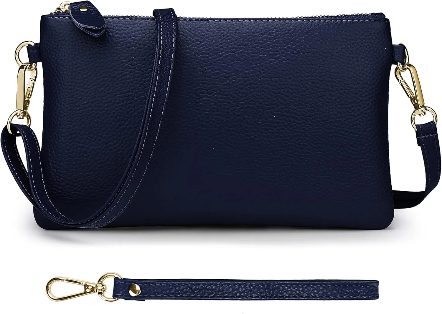 YALUXE Women's Genuine Leather Wristlet Purse Clutch Handbag with Phone Pocket Card Holder and Crossbody Strap