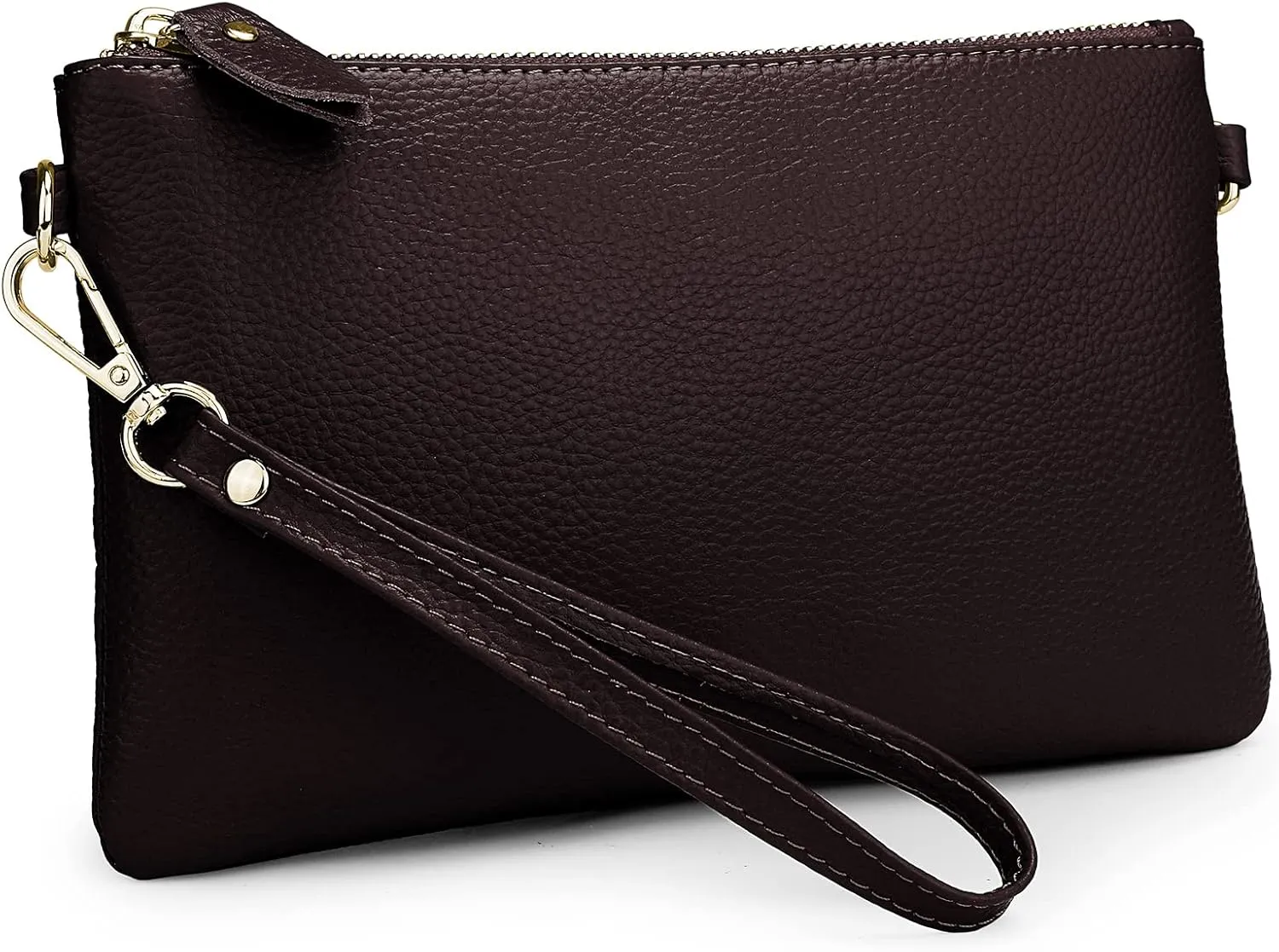 YALUXE Women's Genuine Leather Wristlet Purse Clutch Handbag with Phone Pocket Card Holder and Crossbody Strap
