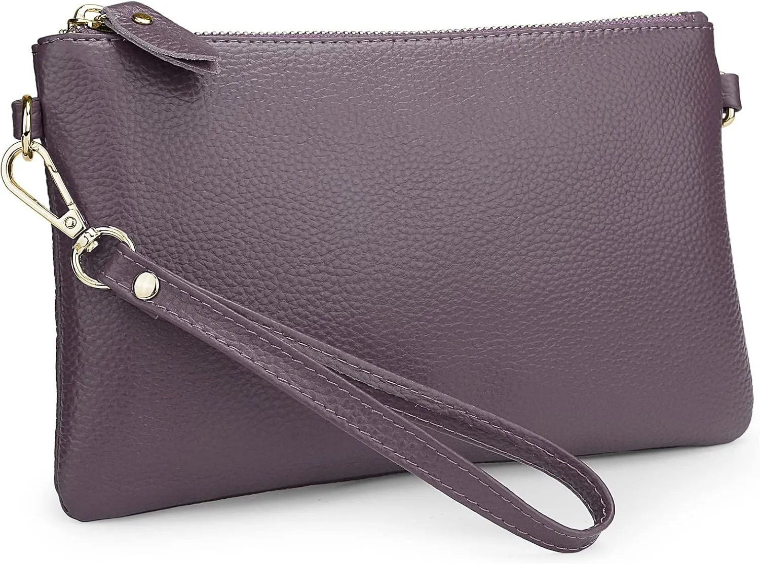 YALUXE Women's Genuine Leather Wristlet Purse Clutch Handbag with Phone Pocket Card Holder and Crossbody Strap