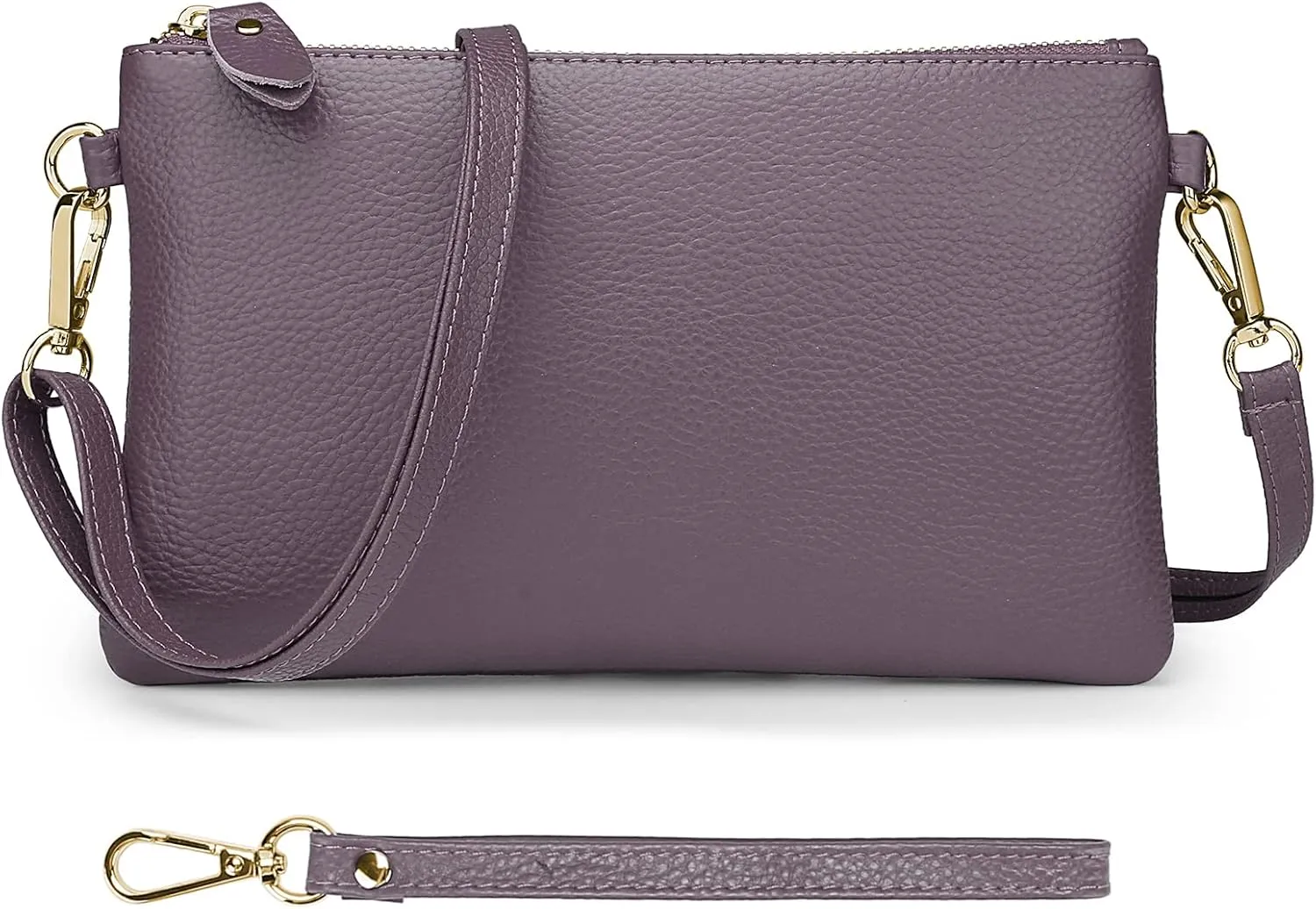 YALUXE Women's Genuine Leather Wristlet Purse Clutch Handbag with Phone Pocket Card Holder and Crossbody Strap